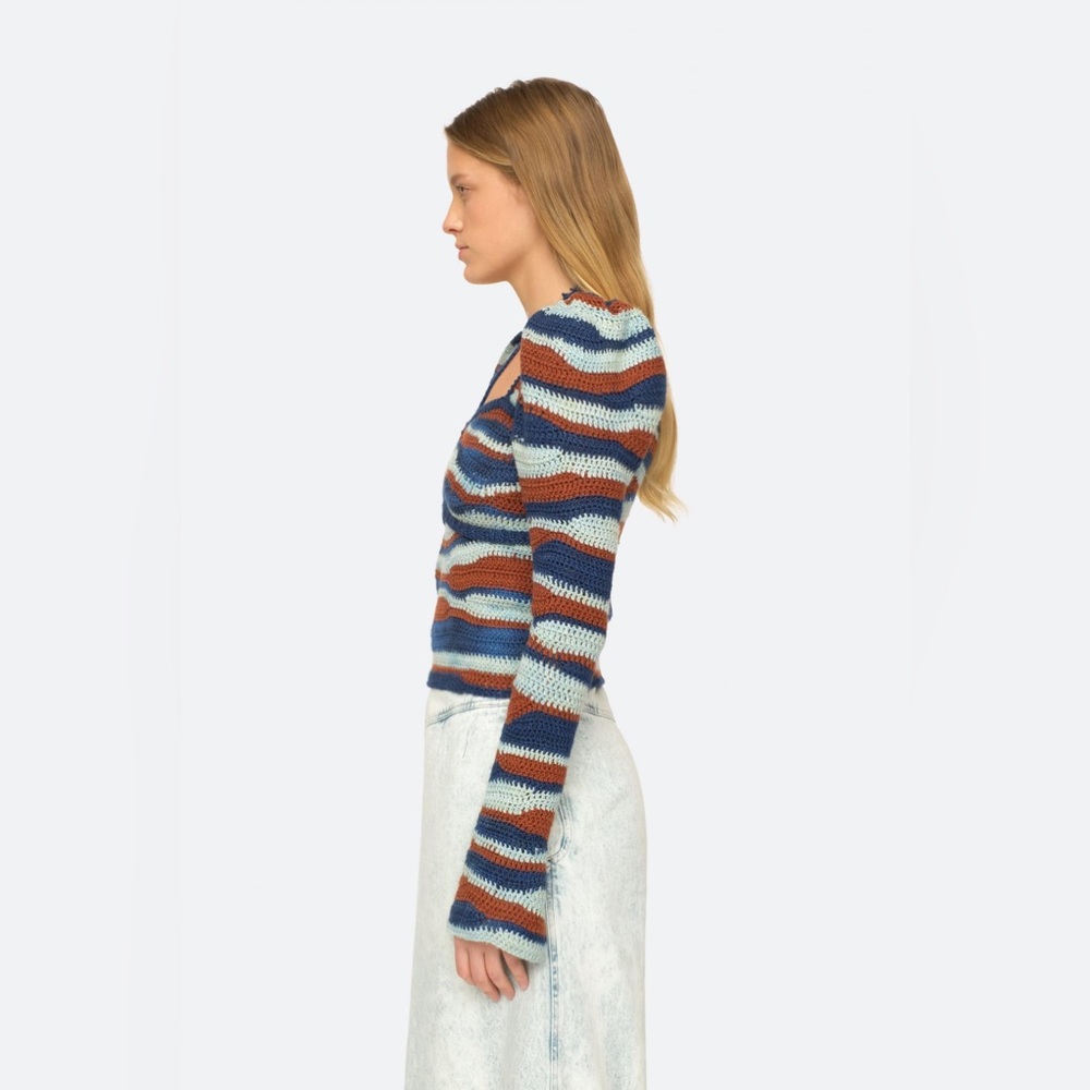 NWT $525 Sea Wavey Crochet Wool Sweater - Picture 3 of 6